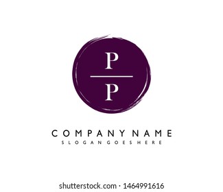 initials letter PP handwriting logo vector template