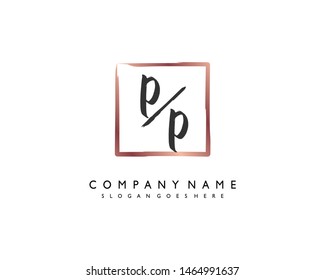 initials letter PP handwriting logo vector template