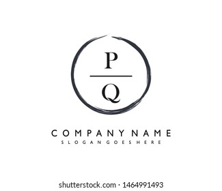 initials letter PQ handwriting logo vector template