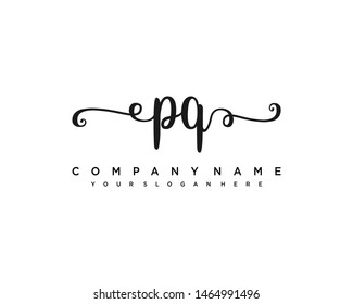 initials letter PQ handwriting logo vector template