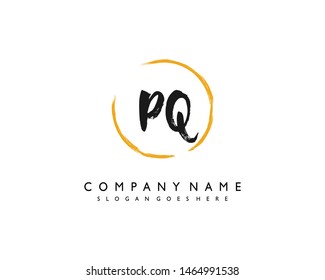 initials letter PQ handwriting logo vector template