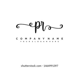 initials letter PR handwriting logo vector template