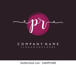initials letter PR handwriting logo vector template