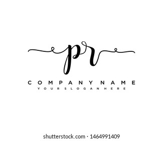 initials letter PR handwriting logo vector template
