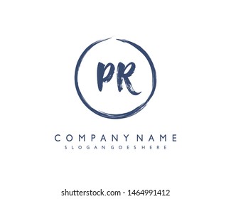 initials letter PR handwriting logo vector template