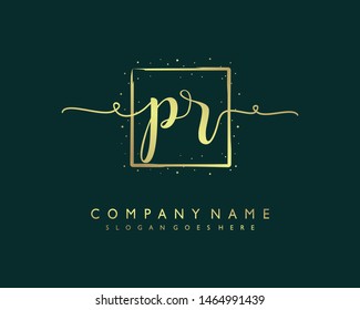 initials letter PR handwriting logo vector template