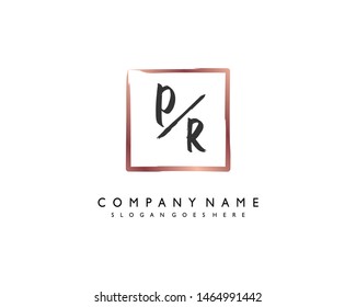 initials letter PR handwriting logo vector template