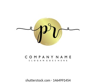 initials letter PR handwriting logo vector template