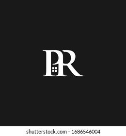 the initials letter PR for real estate or housing logos 