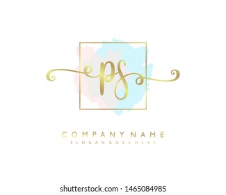 initials letter PS handwriting logo vector template