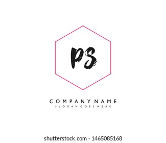 initials letter PS handwriting logo vector template
