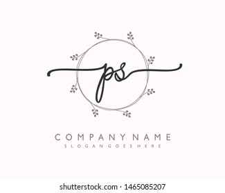 initials letter PS handwriting logo vector template