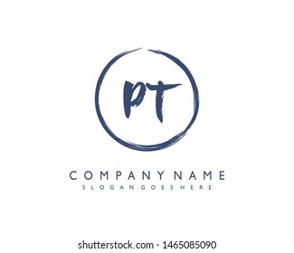 initials letter PT handwriting logo vector template