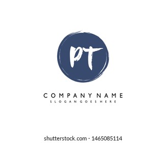 initials letter PT handwriting logo vector template
