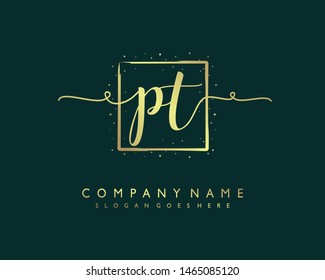 initials letter PT handwriting logo vector template