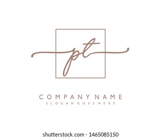 initials letter PT handwriting logo vector template