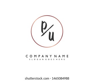 initials letter PU handwriting logo vector template