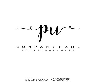 initials letter PU handwriting logo vector template