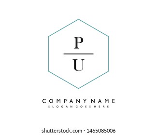 initials letter PU handwriting logo vector template