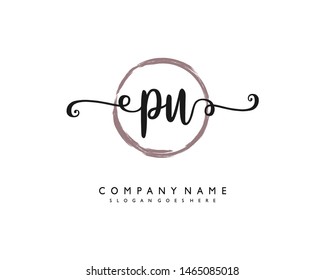 initials letter PU handwriting logo vector template