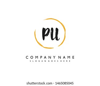 initials letter PU handwriting logo vector template