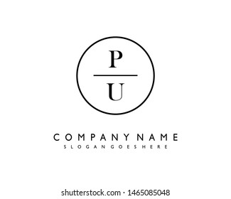 initials letter PU handwriting logo vector template