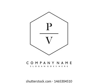 initials letter PV handwriting logo vector template