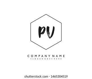 initials letter PV handwriting logo vector template