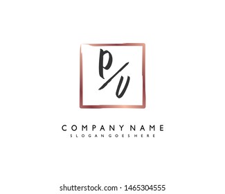 initials letter PV handwriting logo vector template