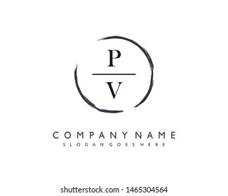initials letter PV handwriting logo vector template