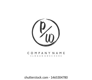 initials letter PW handwriting logo vector template