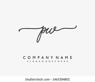 initials letter PW handwriting logo vector template