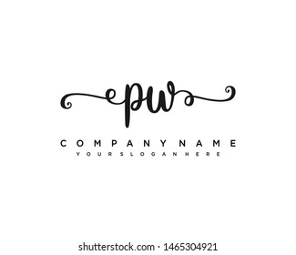 initials letter PW handwriting logo vector template