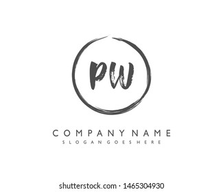 initials letter PW handwriting logo vector template