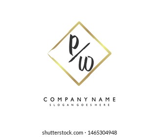initials letter PW handwriting logo vector template