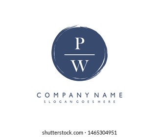 initials letter PW handwriting logo vector template