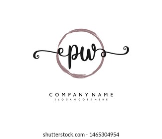 initials letter PW handwriting logo vector template