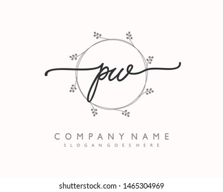 initials letter PW handwriting logo vector template