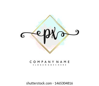 initials letter PX handwriting logo vector template