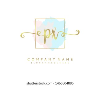 initials letter PX handwriting logo vector template