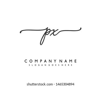 initials letter PX handwriting logo vector template