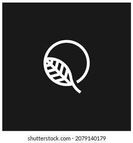 initials letter Q logo design leaf icon