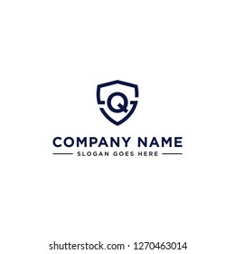 Initials Letter QS or SQ linked overlapping Logo vector with letter Q in the middle center of letter S shield badge-shape icon in blue deep color illustration