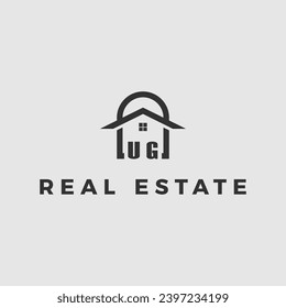 Letra inicial material vector de diseño de logotipo inmobiliario