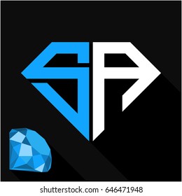 initials letter S & A in diamond shape
