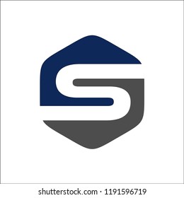 initials letter S hexagon