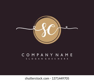 initials letter SC handwriting logo vector template