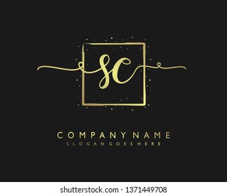 initials letter SC handwriting logo vector template