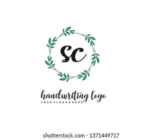 initials letter SC handwriting logo vector template