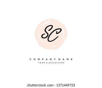 initials letter SC handwriting logo vector template